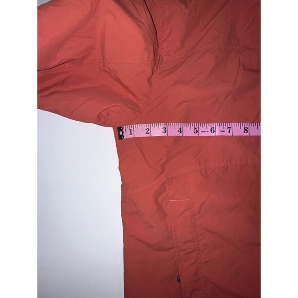 Vintage LL Bean Rain Jacket Hood Coral Orange Weather Channel Nylon Women Medium - Picture 13 of 16